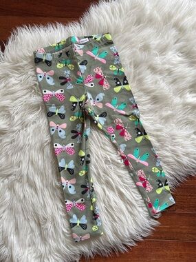 CAT and JACK green leggings with colourful butterflies 3T